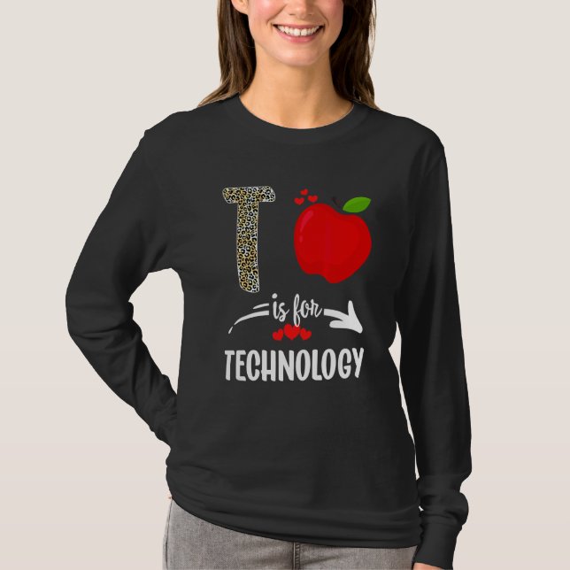 Camiseta T Es Para Technology Leopard Technology Teacher Sq (Anverso)