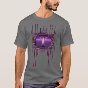 Camiseta T letra monograma glamur retro púrpura vintage