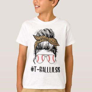 Camiseta T-ll Lil Sis Life Moño Desordenado Estampado de Le