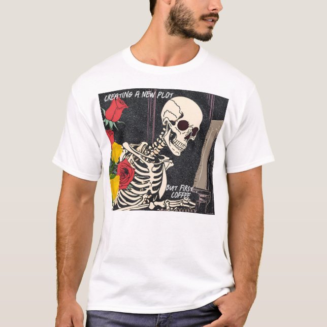Camiseta T masculina - Skeleton y creatividad alimentada po (Anverso)