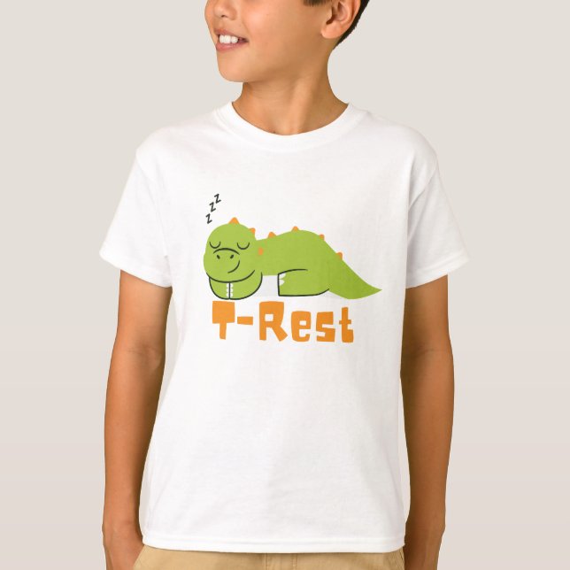 Camiseta T-Rest Dinosaur, Funny T-Rex Sleeping (Anverso)