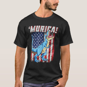 Camiseta T rex 4 de julio Niños Hombres Dinosaurios Murica 