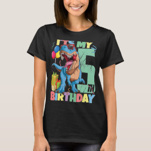 Camiseta T Rex 5º Chica de cumpleaños 5 años dinosaurio 201