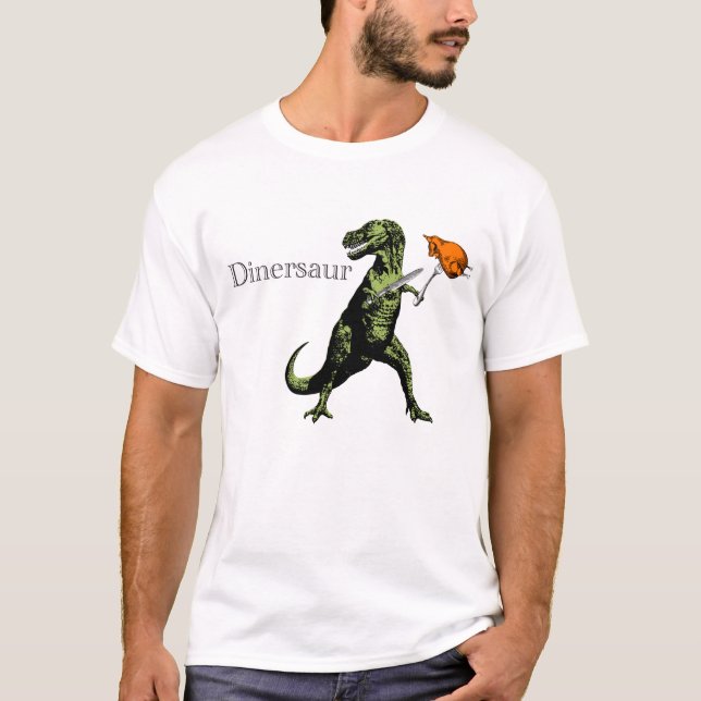 Camiseta T-Rex come el pollo con el cuchillo y la (Anverso)