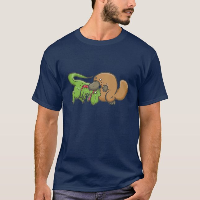 Camiseta T-rex contra Platypus (Anverso)