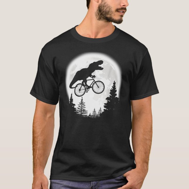 Camiseta T-Rex Cycling Moon Bike Dinosaur Riding Bicycle Fu (Anverso)
