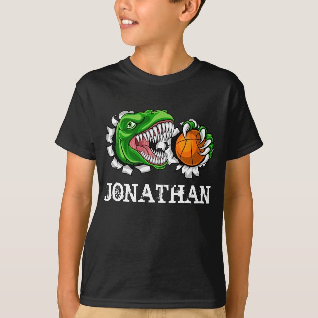 Camiseta T-Rex de baloncesto personalizado Dinosaurio  (Anverso)