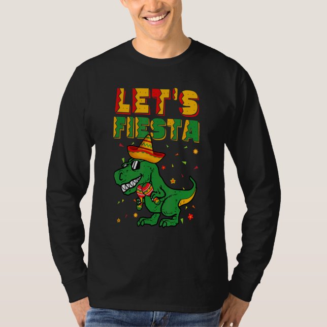 Camiseta T Rex Dino Cinco De Mayo Let's Fiesta Mexico Boy K (Anverso)