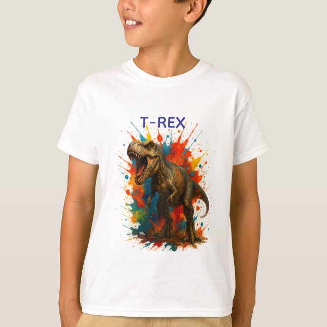 Camiseta T-Rex Dino Kinder T-Shirt – Bunte Action für klein (Anverso)