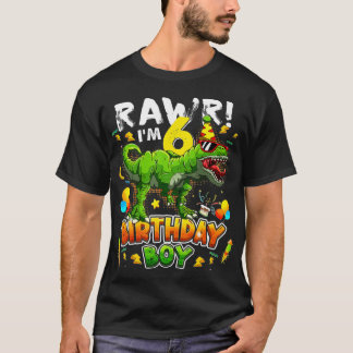 Camiseta T Rex Dino Rawr Im 6 Dinosaurio 6º Nacimiento Niño