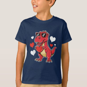 Camiseta T-Rex Dino San Valentín Roba Corazones