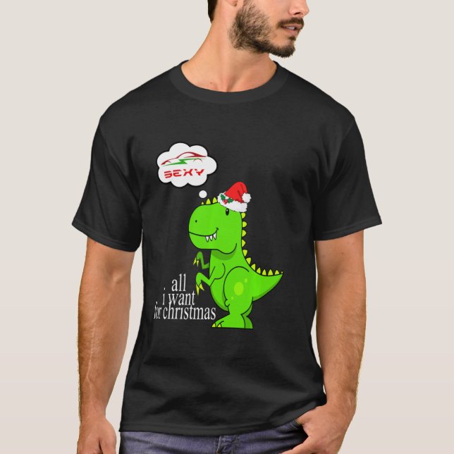 Camiseta T Rex Dino Santa Claus Gorra Navidades Coche eléct (Anverso)