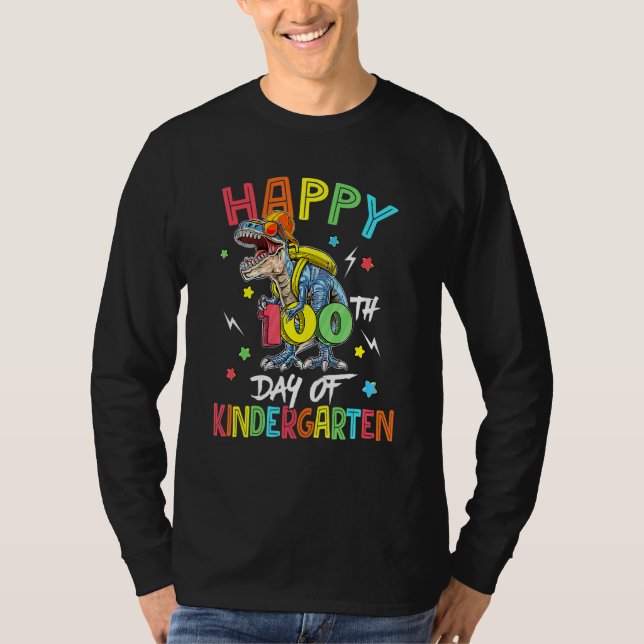 Camiseta T Rex Dinosaur 100 Days Of Kindergarten 100th Day  (Anverso)