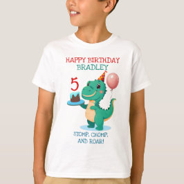 Camiseta T Rex Dinosaur Add Age Happy Birday Fiesta