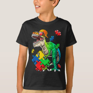 Camiseta T Rex Dinosaur Autism Awareness Puzzle Piece Gift