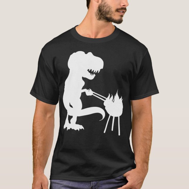 Camiseta T Rex Dinosaur BBQ Grill  Daddysaurus Fathers (Anverso)