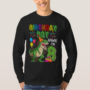 Camiseta T Rex Dinosaur Birthday Boy Rawr Im 8 Años 8º
