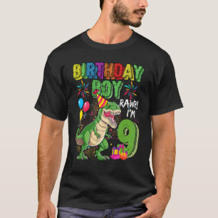 Camiseta T Rex Dinosaur Birthday Boy Rawr Tengo 9 Años Nove