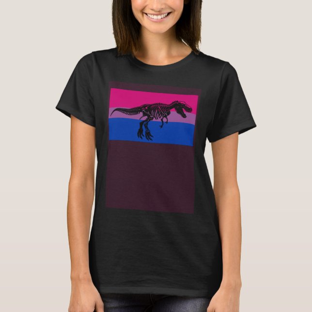 Camiseta T Rex Dinosaur Bisexual Pride Flag Paleontologist (Anverso)