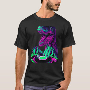 Camiseta T Rex Dinosaur DJ Record Techno Music Tyrannosauru