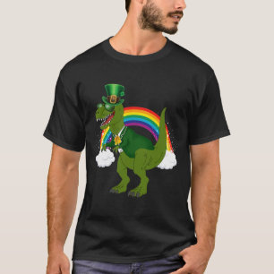 Camiseta T-rex Dinosaur Duende Arcoíris Día de San Patricio