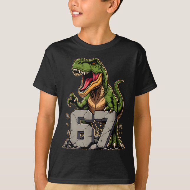 Camiseta T-rex Dinosaur Funny Six Seven Meme Cool Tyrannosa (Anverso)