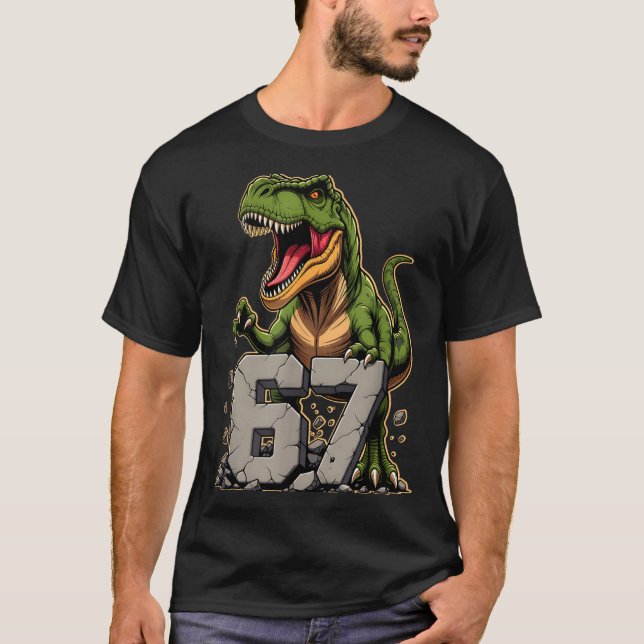 Camiseta T-rex Dinosaur Funny Six Seven Meme Cool Tyrannosa (Anverso)