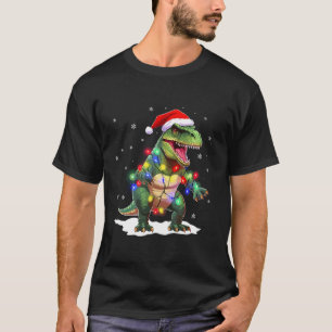 Camiseta T rex Dinosaur Lover Xmas Encender Santa Dinosauri
