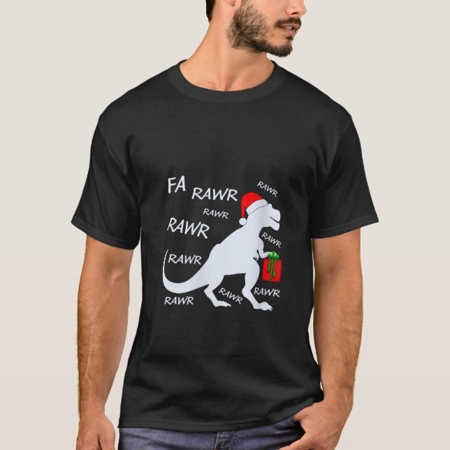 Camiseta T rex Dinosaur Lover Xmas enciende Santa Dinosaur  (Anverso)