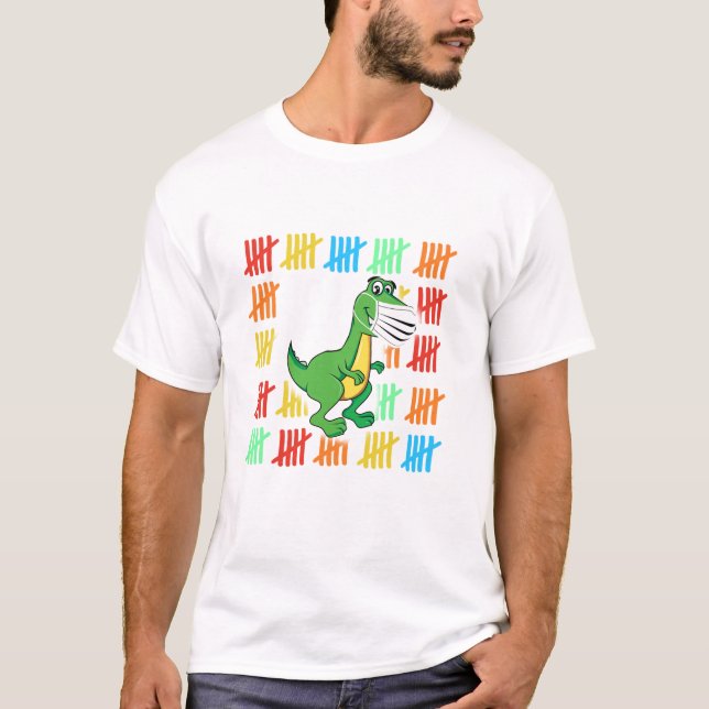Camiseta T Rex Dinosaur Mask Graciosa 100 días de escuela (Anverso)