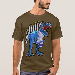 Camiseta T-Rex Dinosaur Menorah Hanukkah Funny Holiday Chan
