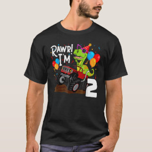 Camiseta T Rex Dinosaur Monster Truck Cumpleaños Para Niños