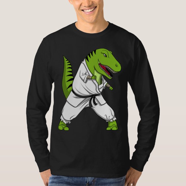 Camiseta T-Rex Dinosaur Ninja Martial Arts Karate (Anverso)