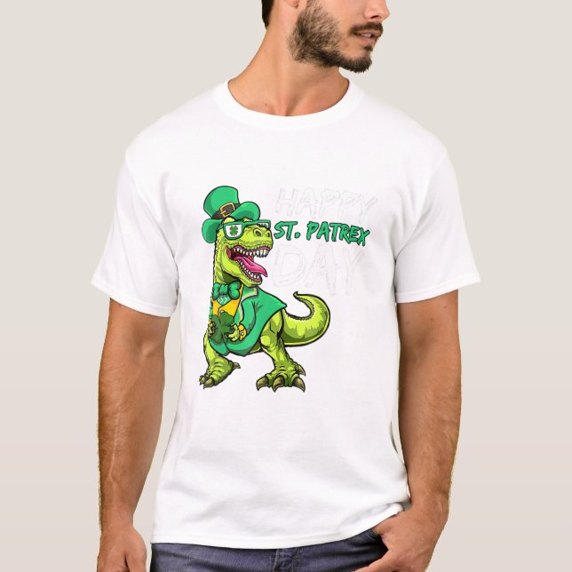 Camiseta T Rex Dinosaur , Niños Pequeños Del Día De San Pat (Anverso)