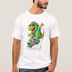 Camiseta T-Rex Dinosaur Patinando Genial