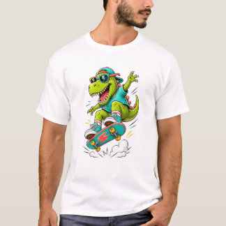 Camiseta T-Rex Dinosaur Patinando Genial