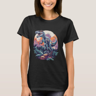 Camiseta T-Rex Dinosaur Retro Sunset Vintage Prehistórico J