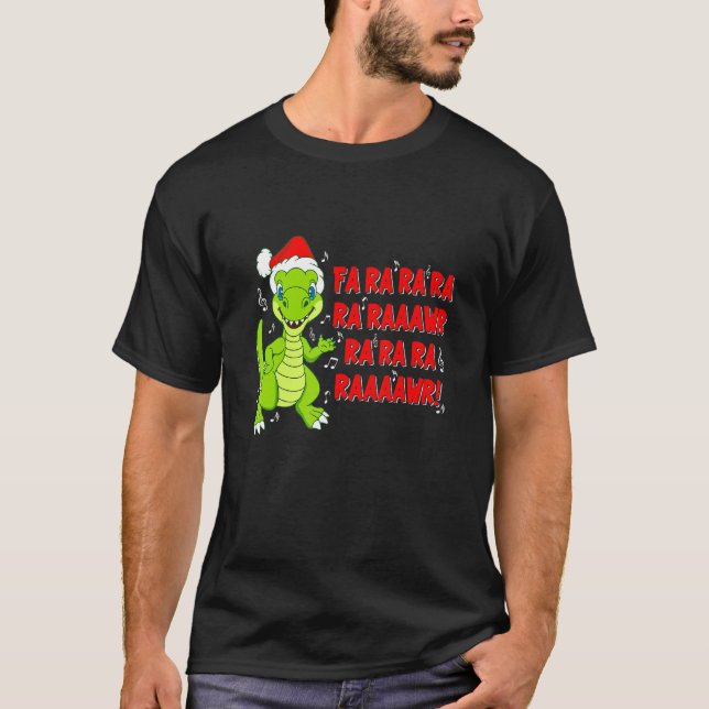 Camiseta T Rex Dinosaur Santa Hat Funny Navidades Para Homb (Anverso)