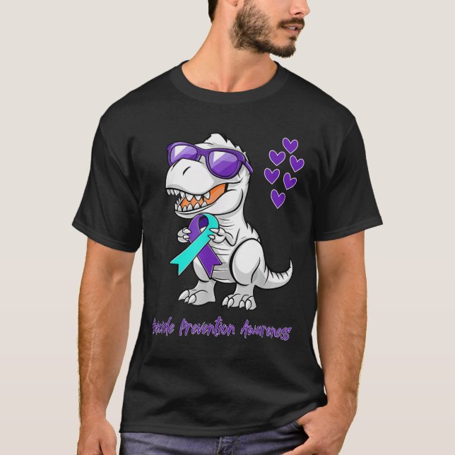 Camiseta T-rex Dinosaur Suicide Prevention Awareness Day Di (Anverso)