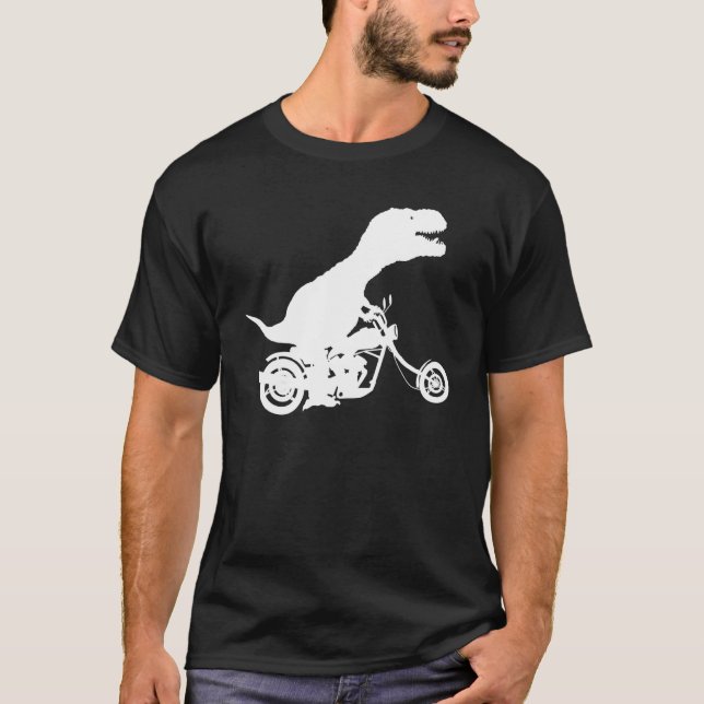 Camiseta T Rex Dinosaur Viajando En Motocicleta Chopper Par (Anverso)
