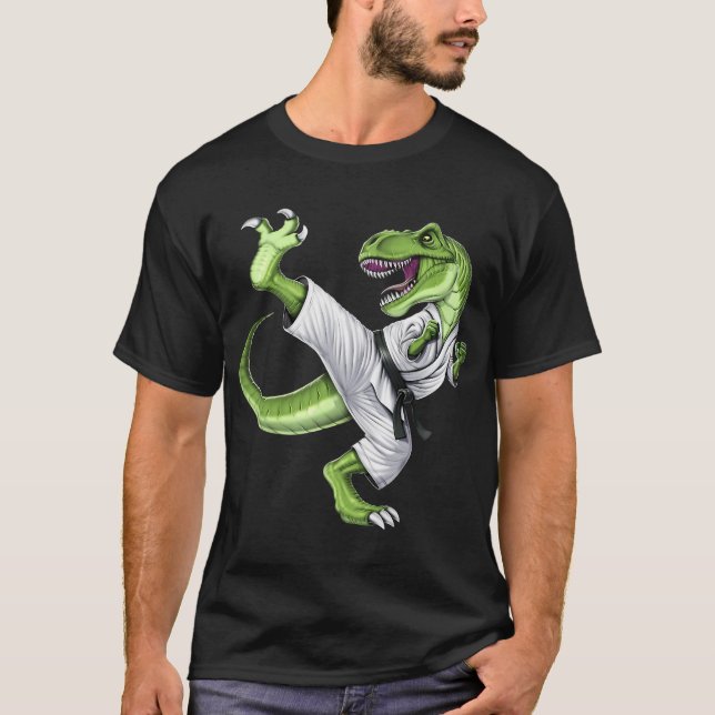 Camiseta T-Rex Dinosaurio Karate (Anverso)