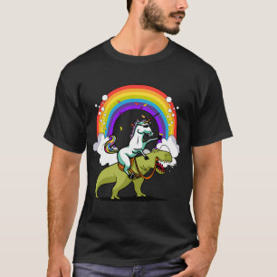 Camiseta T-Rex Dinosaurio montando Unicornio