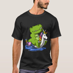 Camiseta T-Rex Dinosaurio Montando Unicornio Flotador