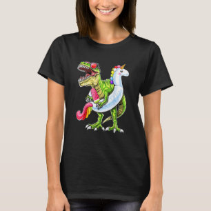 Camiseta T-Rex Dinosaurio Montando Unicornio Flotador Fiest