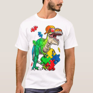 Camiseta T Rex Dinosaurios Autism Awareness Puzzle Piece Re