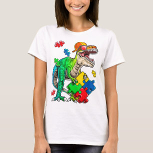 Camiseta T Rex Dinosaurios Autism Awareness Puzzle Piece Re