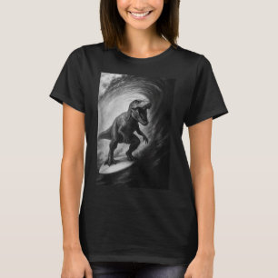 Camiseta T rex divertido surfista selfie dinosaurio tabla d
