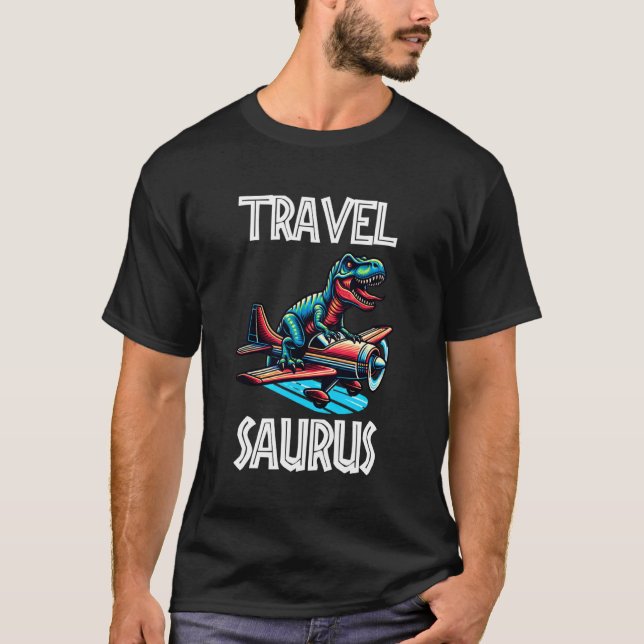 Camiseta T-Rex Divertido Travel Saurus (Anverso)