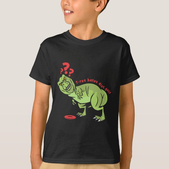 Camiseta T Rex Divertidos Niños Golf de Disco  (Anverso)
