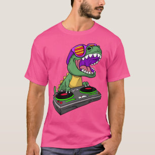 Camiseta T-Rex Dj Fiesta Club Disco Jockey Dinosaur Dino Ed